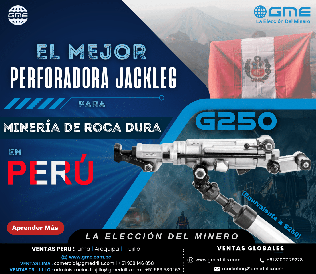 La Mejor Perforadora Jackleg para Minería de Roca Dura en Perú: GME G250 (Equivalente a S250)