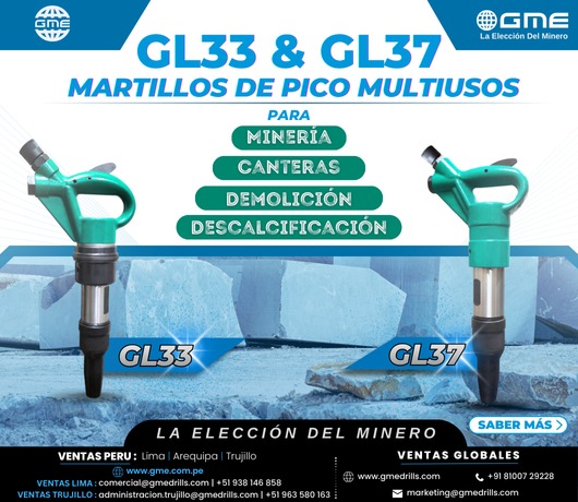 GL33 & GL37: Martillos Picadores de Múltiples Aplicaciones para Minería, Demolición, Desincrustado y Canteras