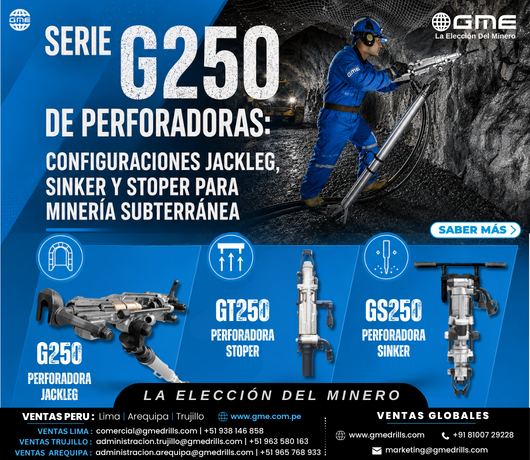 Serie G250 de Perforadoras: Configuraciones Jackleg, Sinker y Stoper para Mineria Subterranea